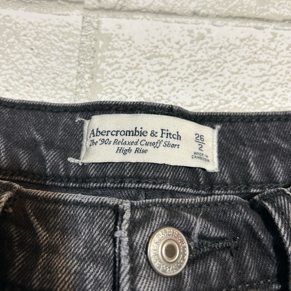 Abercrombie & Fitch Dark Gray Frayed Jean Shorts - Picture 3 of 5